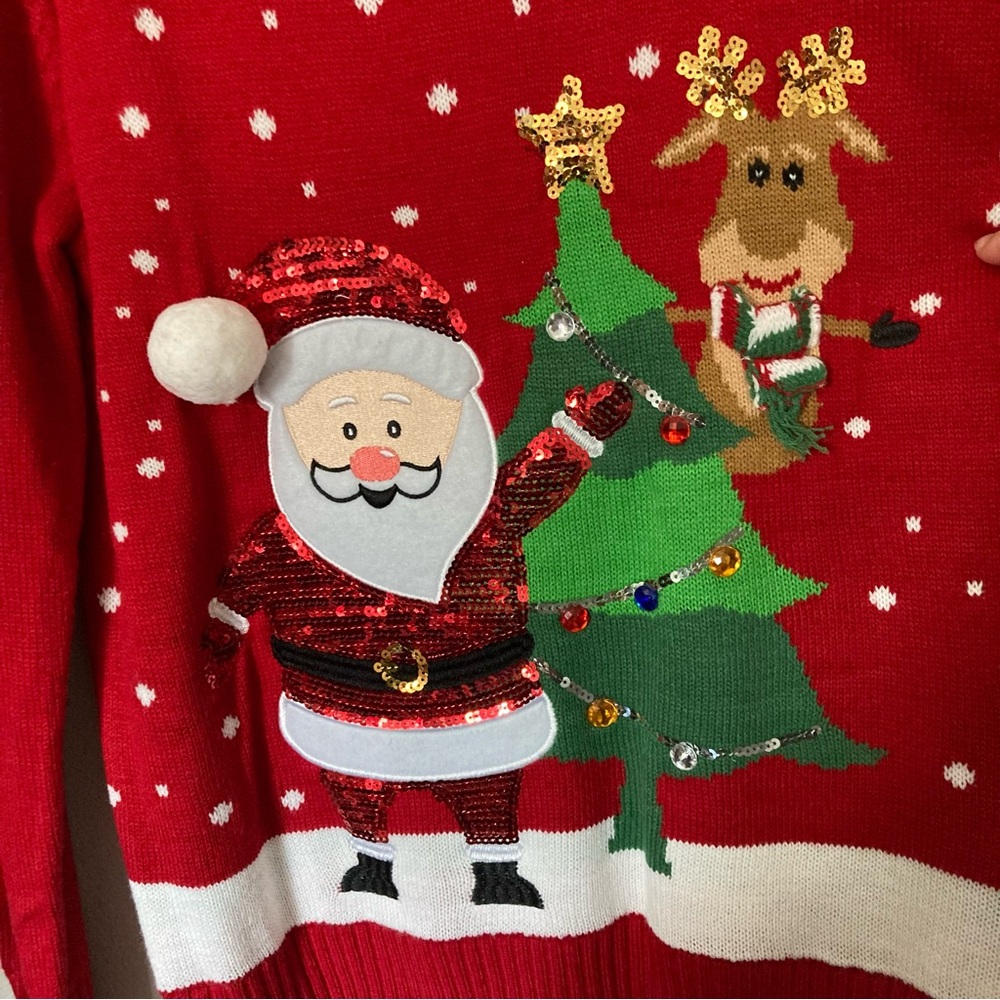 NWT Adorable Ugly Christmas Sweater Sequined XL